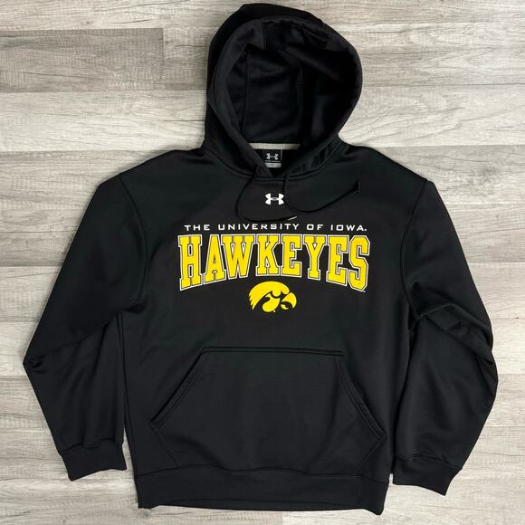 Under Armour The University of Iowa Hawkeyes Hoodie Black Mens Small - Picture 1 of 8
